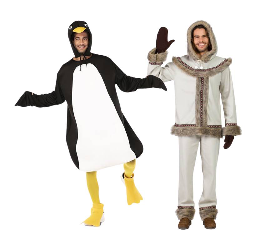 Pareja de pingüino y esquimal