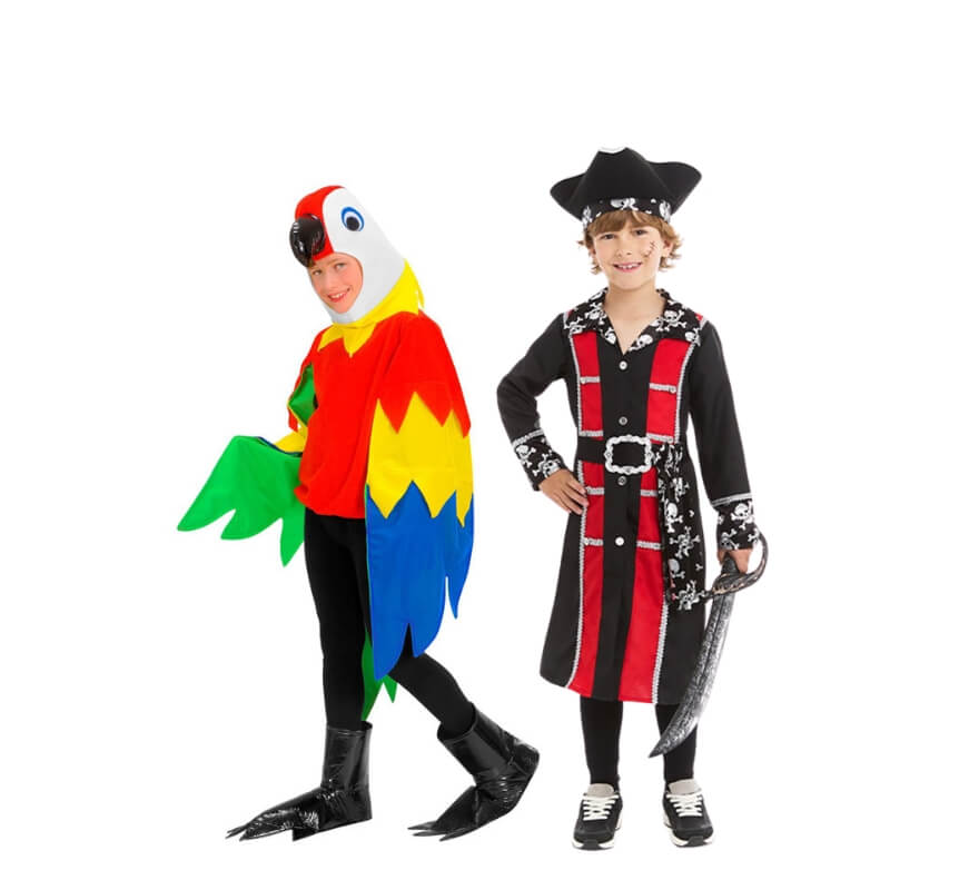 Pareja de pirata y loro