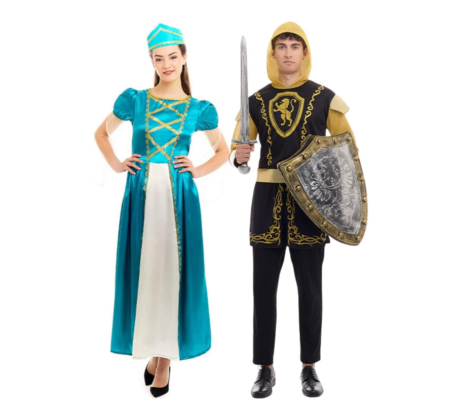 Coppia di principessa e guerriero medievale