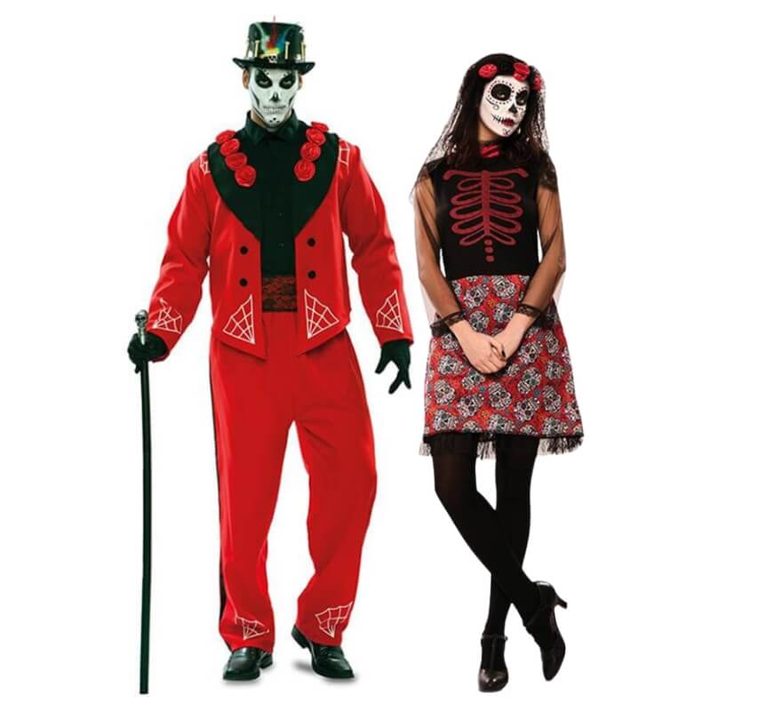 Translation missing: es.Pareja Día de los muertos rojo