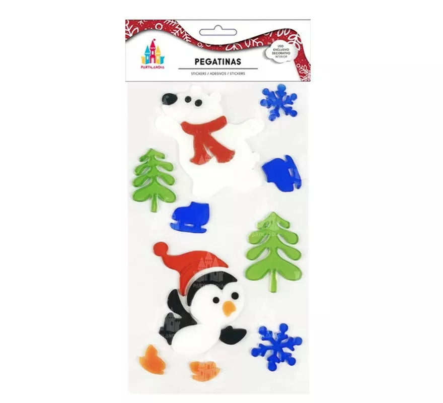 Translation missing: es.Pegatina con Gel Navidad Oso y pingüino de 15X25 cm