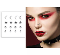 Adesivo per piercing al viso in argento