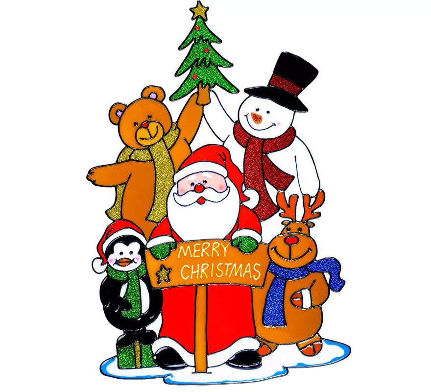 Translation missing: it.Pegatina Ventana Familia Papá Noel de 40 cm