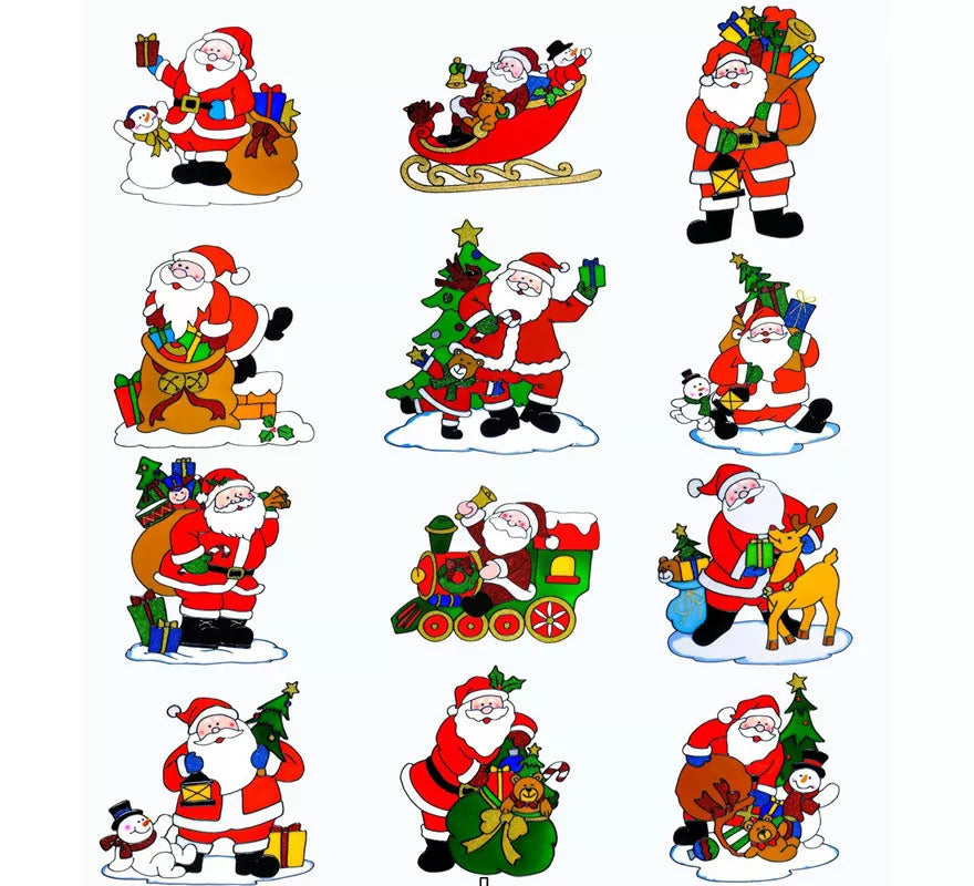 Translation missing: es.Pegatina Ventana Navidad Papá Noel Surtida en 12 Modelos de 30 cm