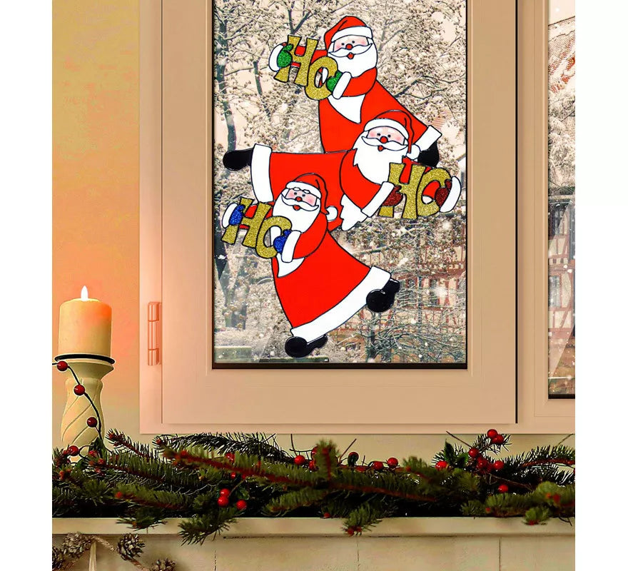 Translation missing: es.Pegatina Ventana Trío Papá Noel Vertical de 40 cm