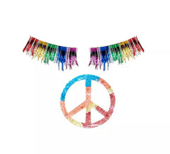 Pegatina y Pestañas Hippie multicolor