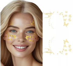 Adesivi per il viso a forma di farfalla dorata