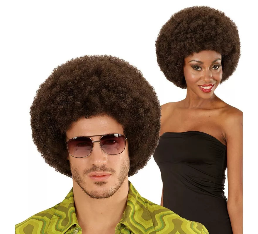 Translation missing: es.Peluca Afro castaña ajustable y lavable adulto
