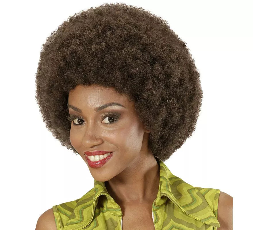Translation missing: it.Peluca Afro castaña ajustable y lavable adulto