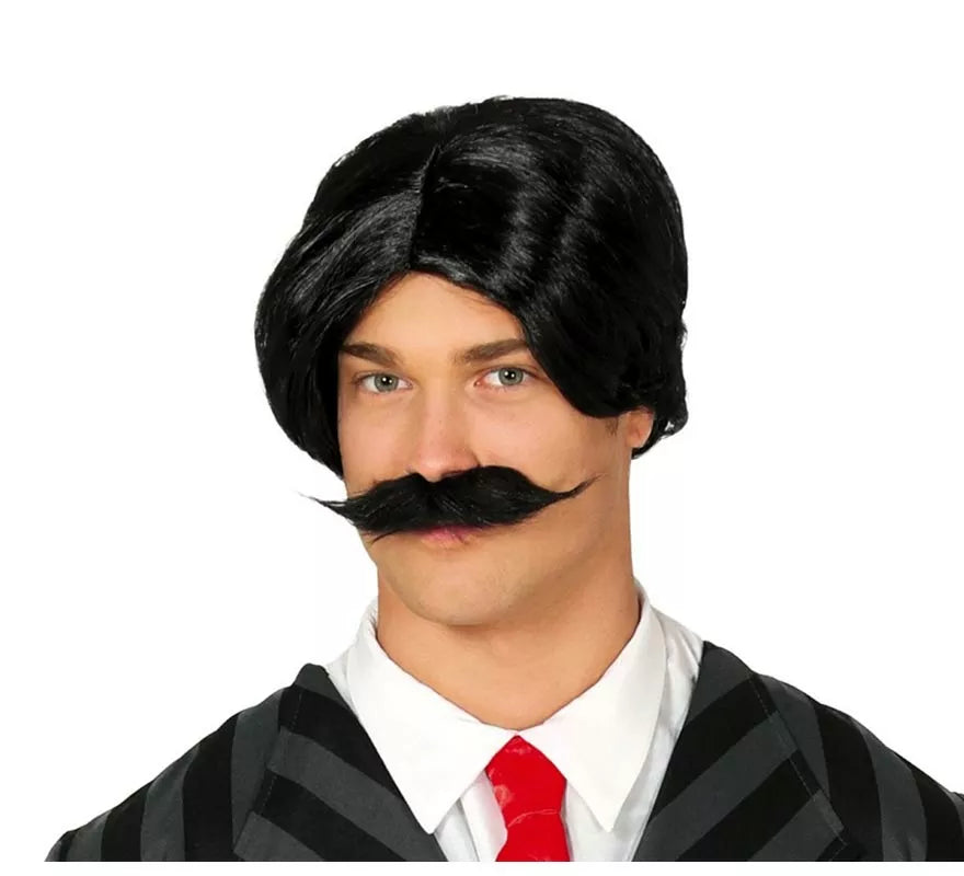 Translation missing: it.Peluca Años 80 Negra con Bigote