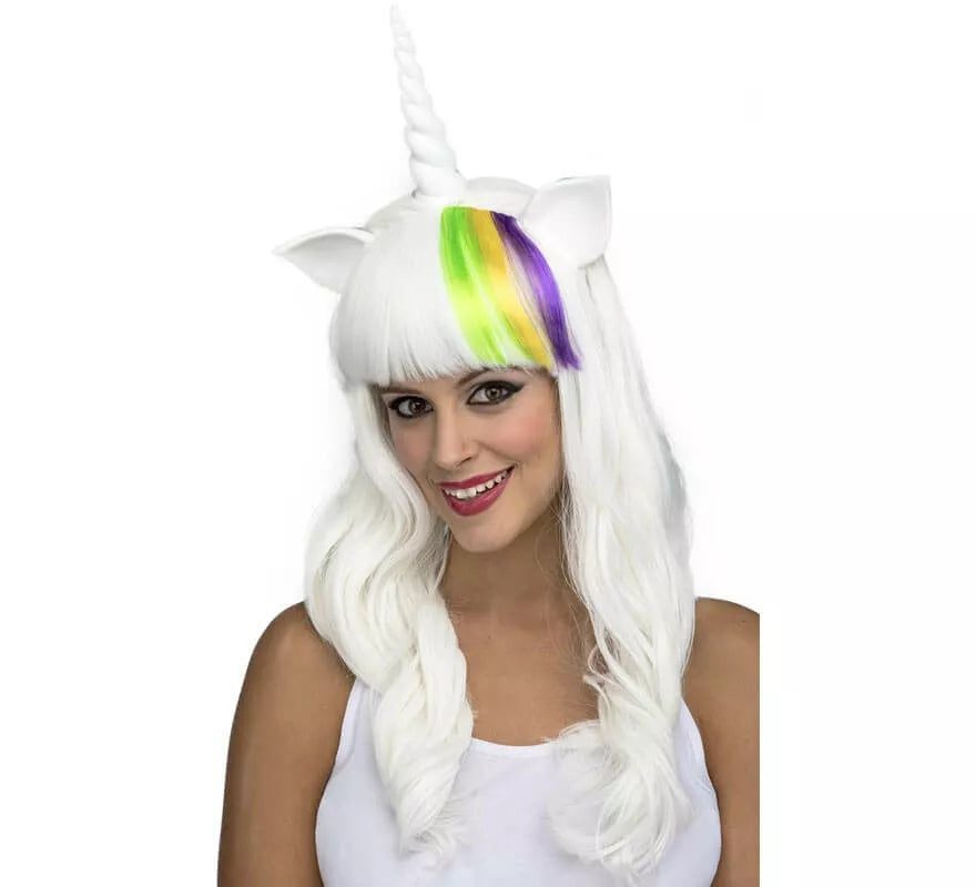 Translation missing: it.Peluca Blanca de Unicornio con Cuerno y Orejas