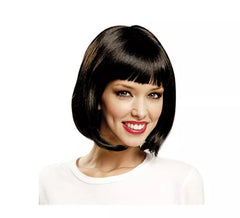 Peluca Cabaret negra con flequillo