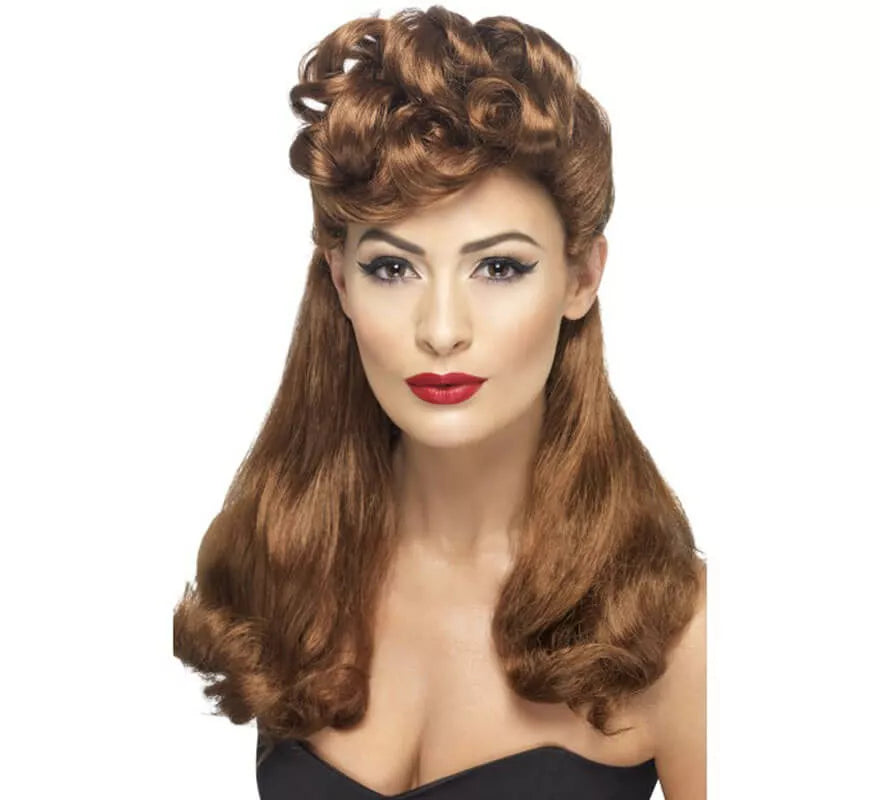 Translation missing: it.Peluca Caoba Larga Vintage Pin Up Años 40