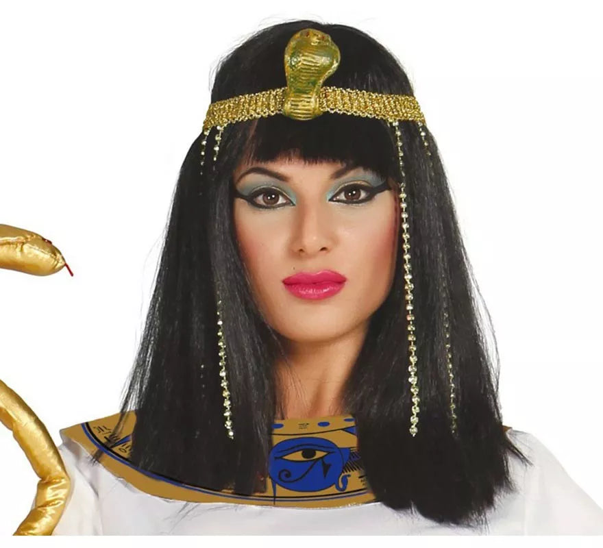 Translation missing: it.Peluca Cleopatra negra. Peluca morena c/ flequillo