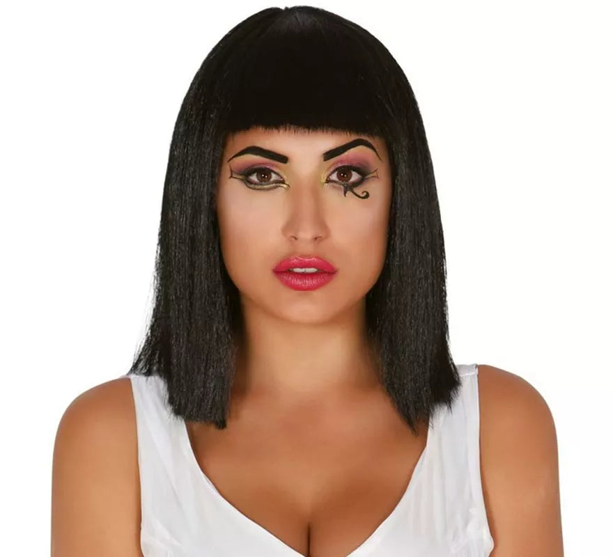 Translation missing: it.Peluca Cleopatra negra. Peluca morena c/ flequillo