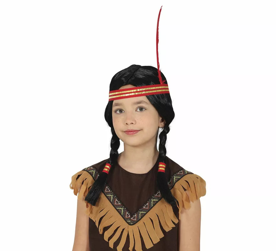 Peluca Coletas Indio en caja infantil
