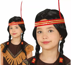 Parrucca indiana con treccine in scatola per bambini