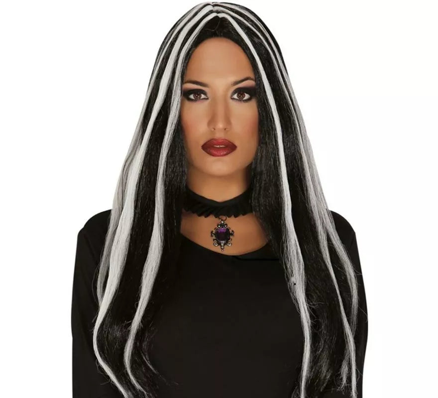 Translation missing: it.Peluca de Bruja negra con mechas blancas Halloween