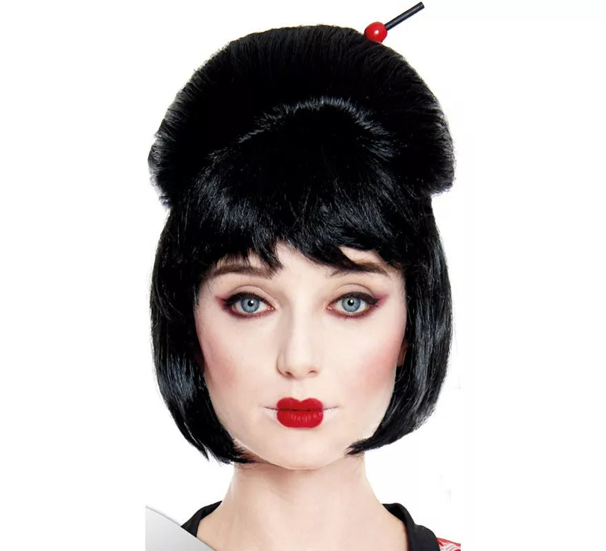 Peluca de Geisha Japonesa Corta negra