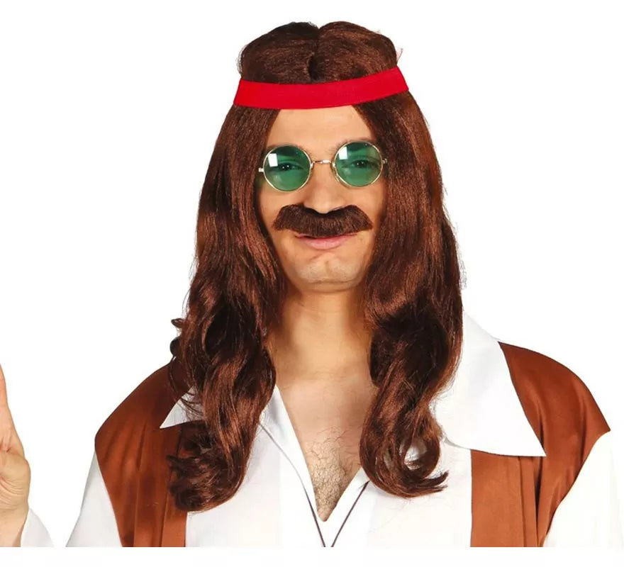 Translation missing: it.Peluca de Hippie con cinta y bigote