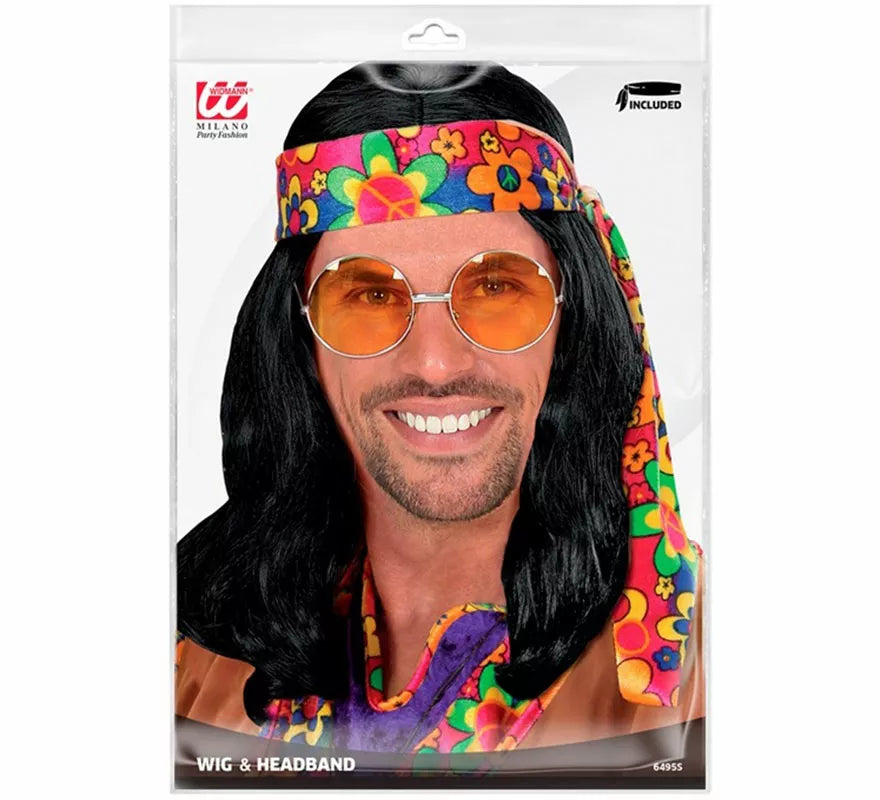 Translation missing: it.Peluca de Hippie negra con Bandana