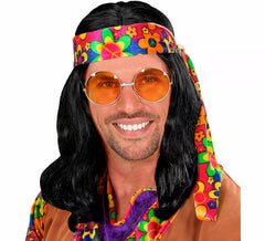 Parrucca hippie nera con bandana