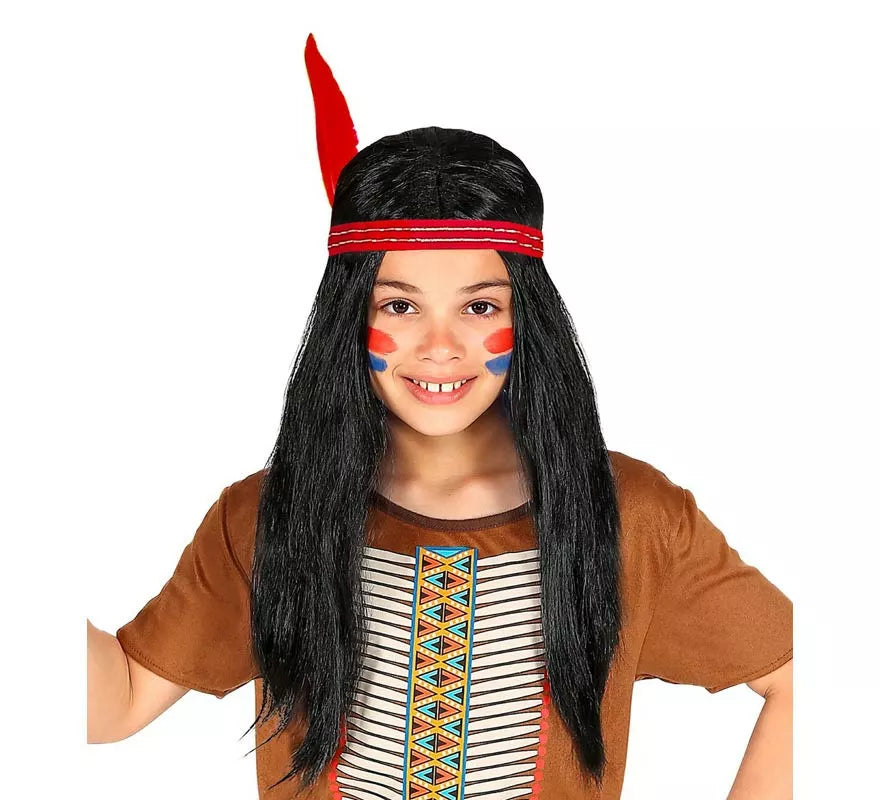 Peluca de Indio Nativo larga para niño