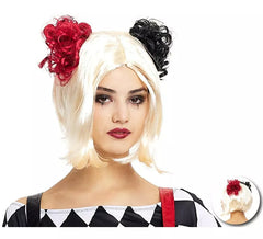 Parrucca da clown con fiocchi bicolori
