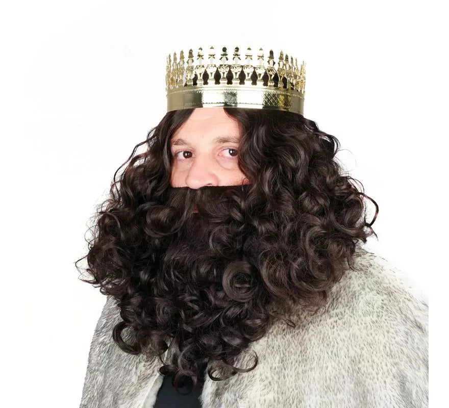 Translation missing: it.Peluca de Rey Mago con Barba castaño oscuro mate