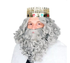 Parrucca del Re Mago con barba grigia opaca