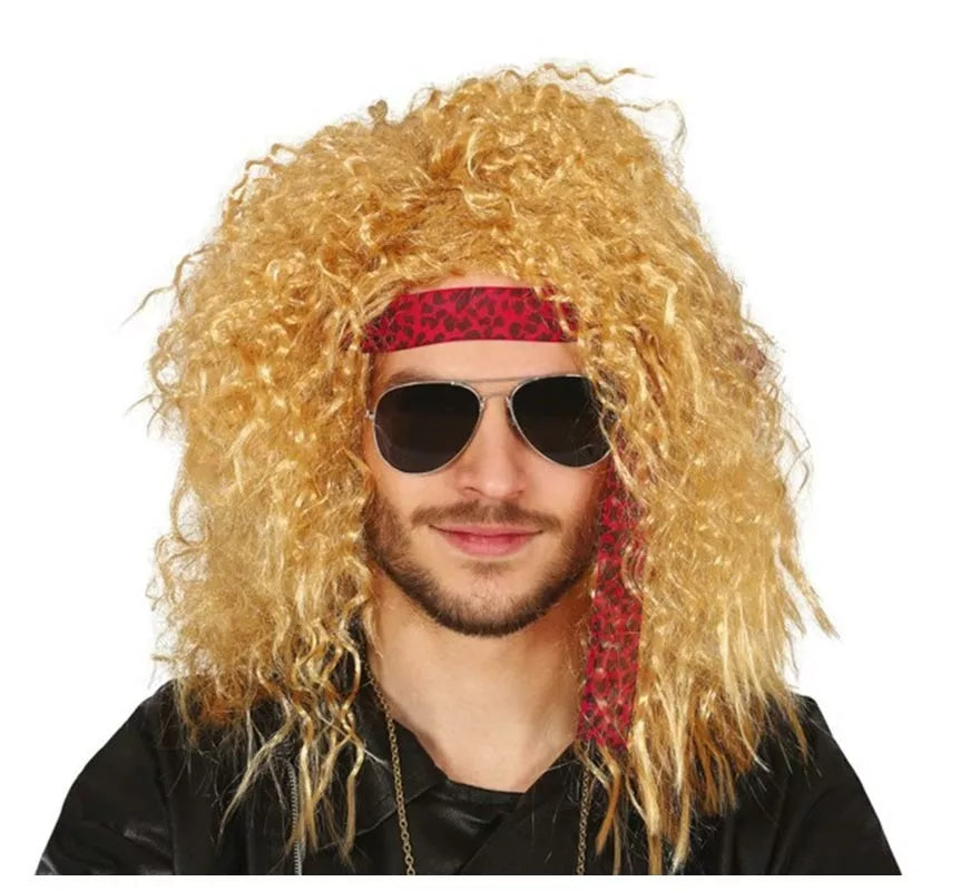 Translation missing: es.Peluca de Rockero Rubia con Cinta