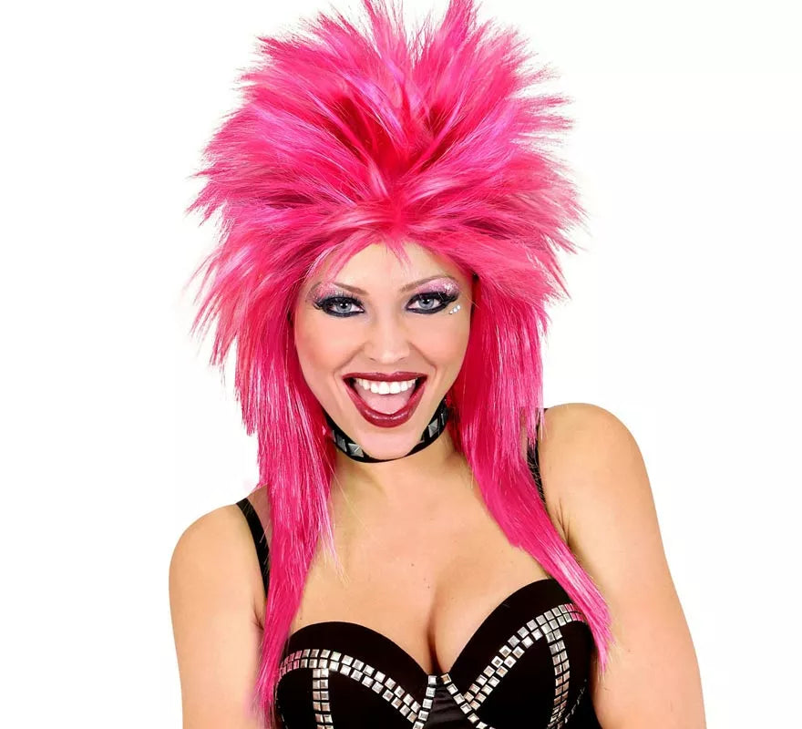 Translation missing: it.Peluca de Rockstar rosa fuerte adulto