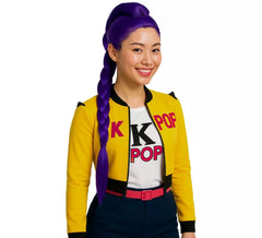 Parrucca con treccia lilla da Cantante K-Pop