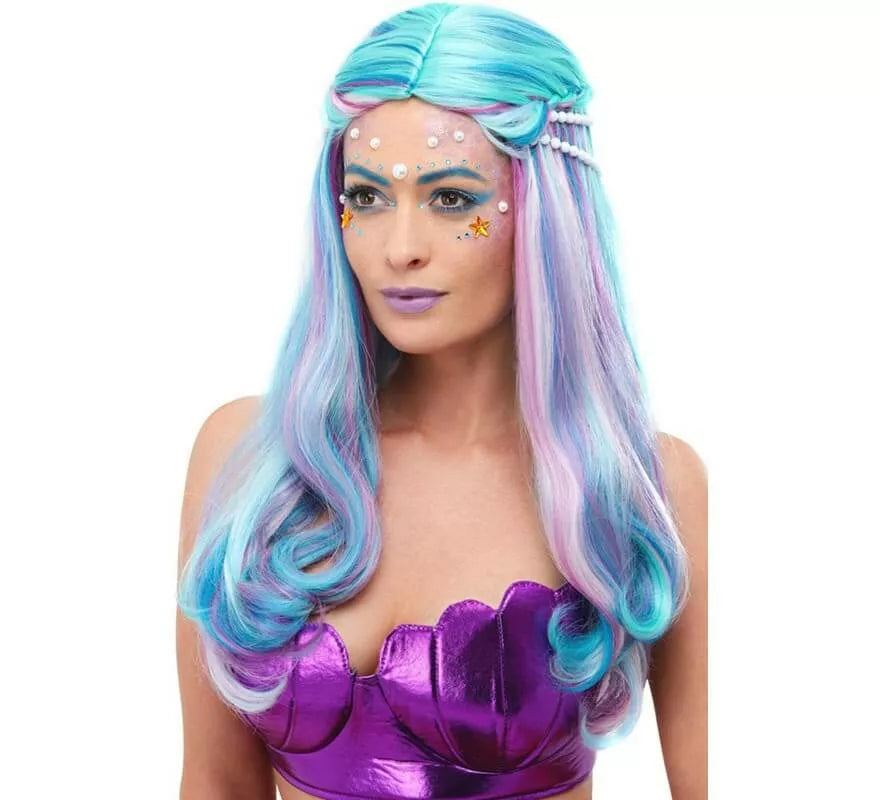 Translation missing: it.Peluca de Sirena Azul con perlas