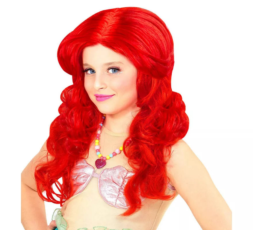Translation missing: it.Peluca de Sirena Rojo Intenso Larga Infantil