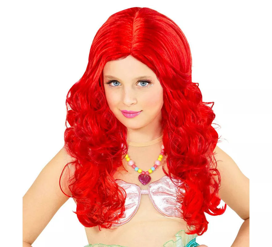 Translation missing: it.Peluca de Sirena Rojo Intenso Larga Infantil