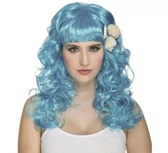 Parrucca sirena blu con conchiglie