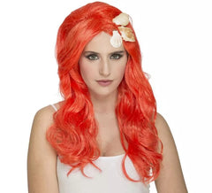 Parrucca sirena arancione con conchiglie