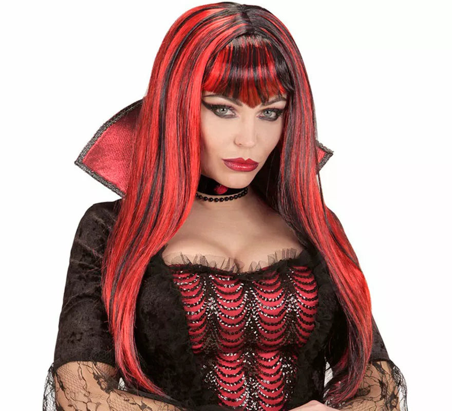 Translation missing: it.Peluca de Vampiresa roja y negra con Flequillo