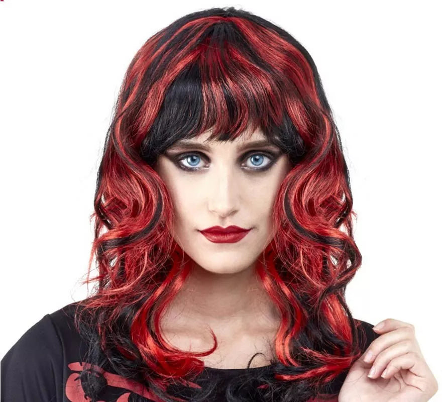 Translation missing: it.Peluca de Vampiresa rojo y negro con fleco