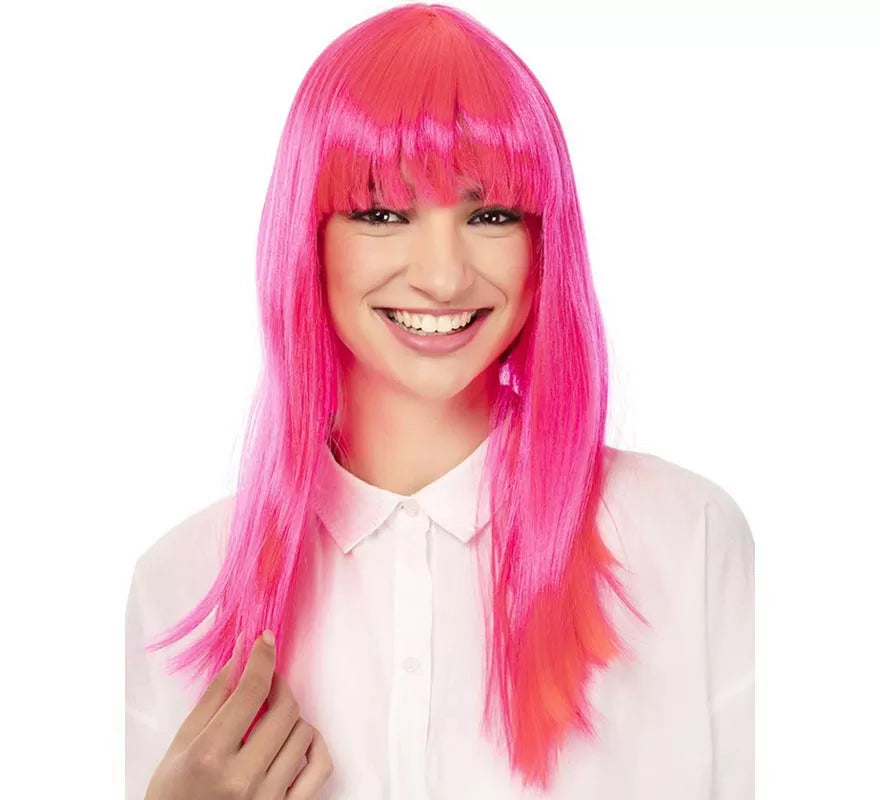 Translation missing: it.Peluca Fashion Larga con flequillo rosa de 52 cm