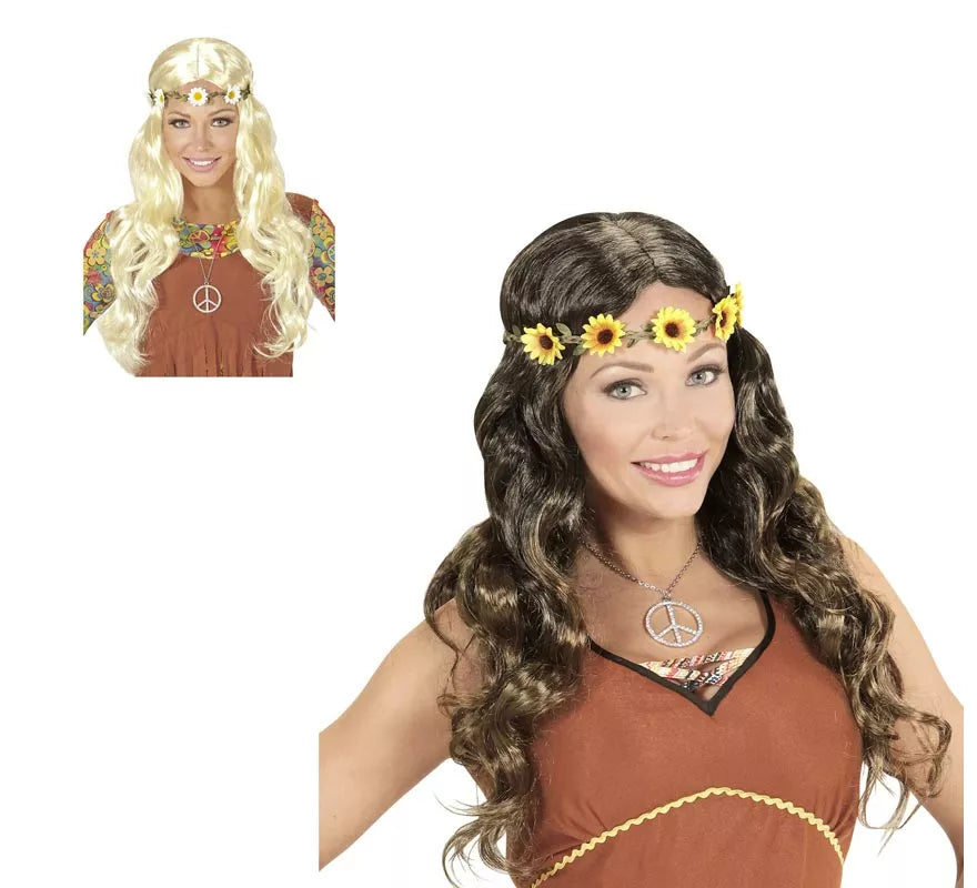 Translation missing: it.Peluca Hippie o Medieval con cinta en varios colores adulto