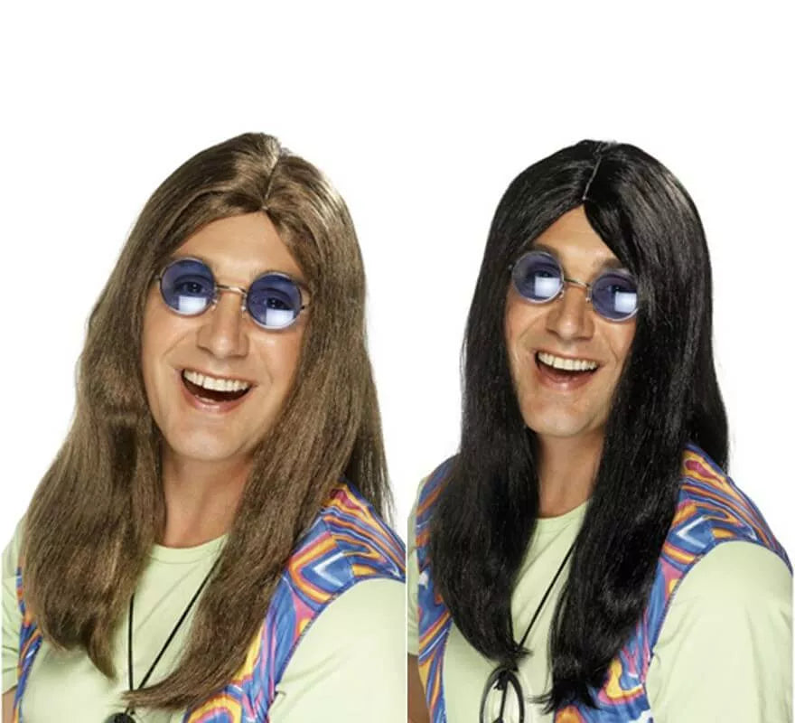 Translation missing: it.Peluca Hippy Larga con Raya en Medio para Hombre en varios colores