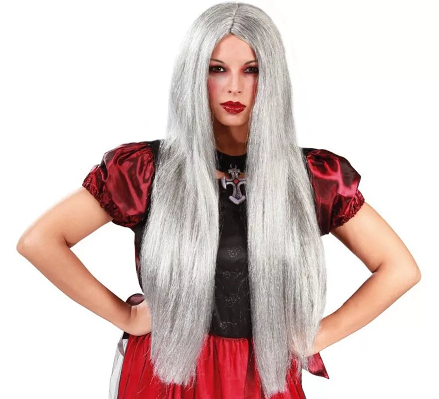Translation missing: it.Peluca larga de Bruja o Brujo gris para Halloween