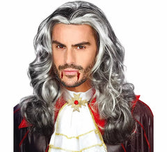 Parrucca lunga da vampiro bianca e nera