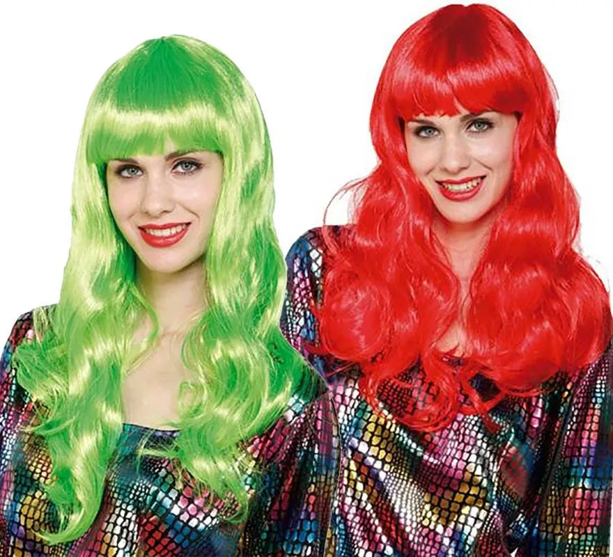 Peluca larga fluorescente en varios colores
