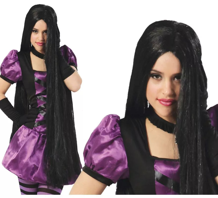 Translation missing: it.Peluca larga negra extra para Halloween y Carnaval
