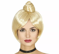 Parrucca liscia con chignon biondo