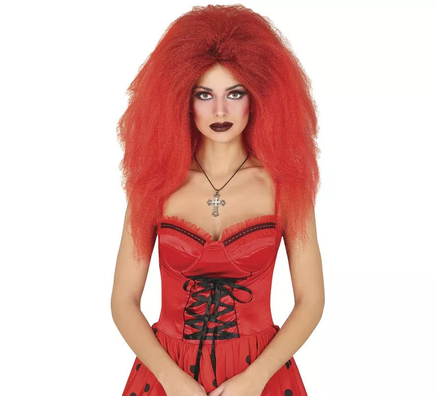 Peluca Melena Diablesa roja para mujer