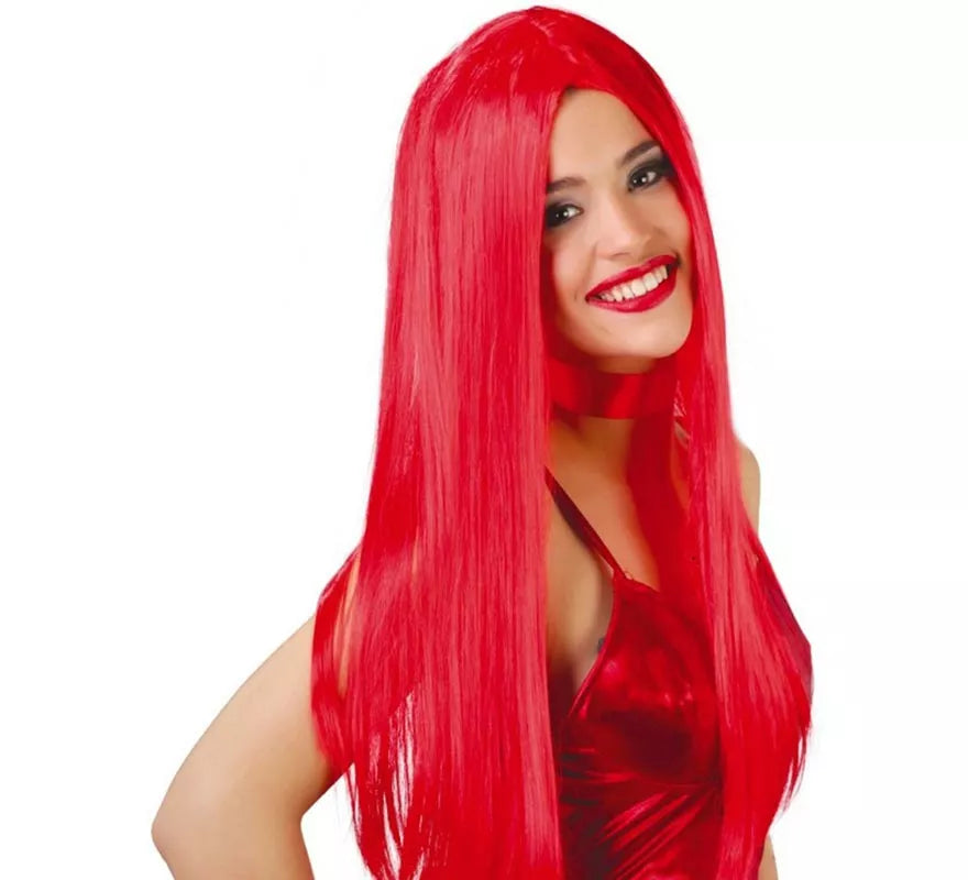Translation missing: it.Peluca melena lisa roja de Diablesa para Halloween